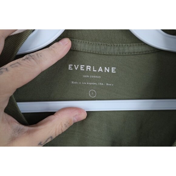 Everlane Mens Size Large Faded Blank Cotton Short Sleeve T-Shirt Green USA - Picture 4 of 13